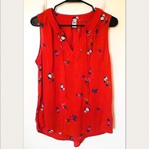 Red orange flowy blouse